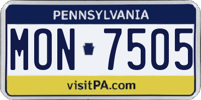 PA license plate MON7505
