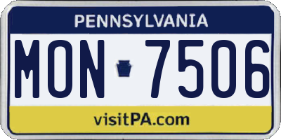 PA license plate MON7506