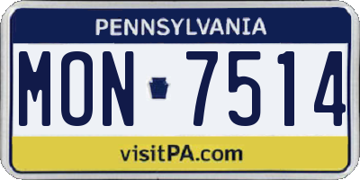 PA license plate MON7514