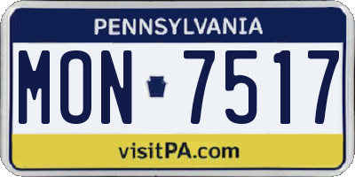 PA license plate MON7517