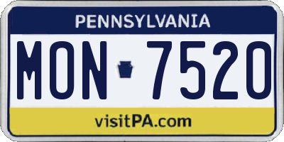 PA license plate MON7520