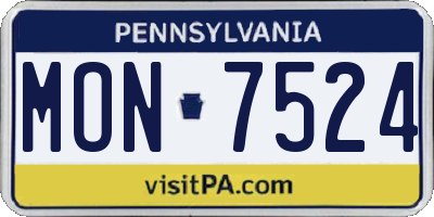 PA license plate MON7524