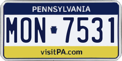 PA license plate MON7531