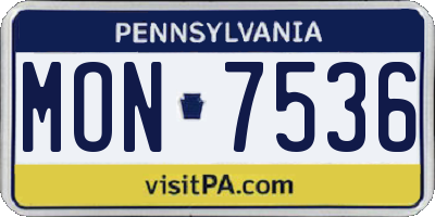 PA license plate MON7536