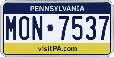 PA license plate MON7537