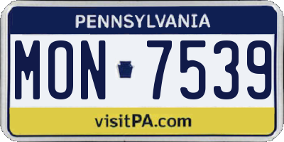 PA license plate MON7539