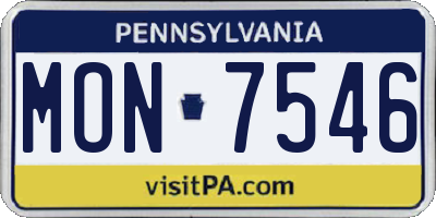 PA license plate MON7546
