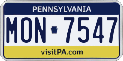 PA license plate MON7547