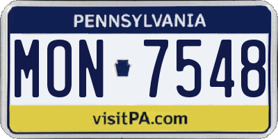 PA license plate MON7548