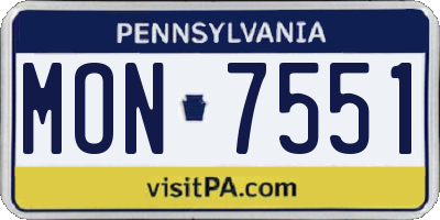 PA license plate MON7551