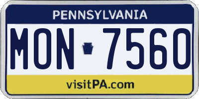 PA license plate MON7560