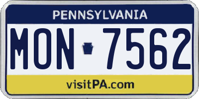 PA license plate MON7562
