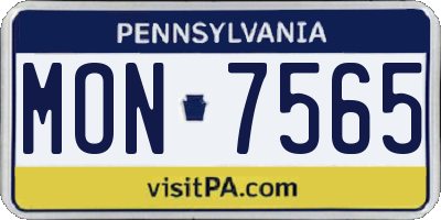 PA license plate MON7565