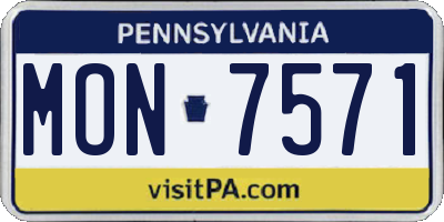 PA license plate MON7571
