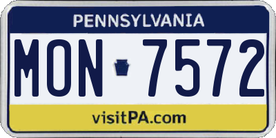 PA license plate MON7572