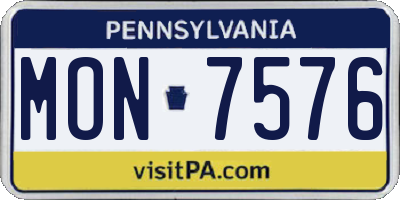 PA license plate MON7576