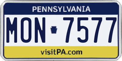 PA license plate MON7577