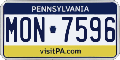 PA license plate MON7596