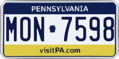 PA license plate MON7598