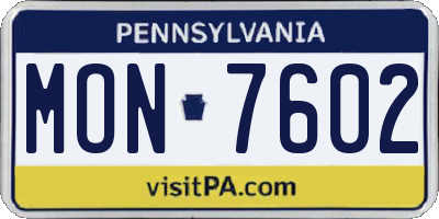 PA license plate MON7602