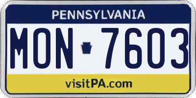 PA license plate MON7603