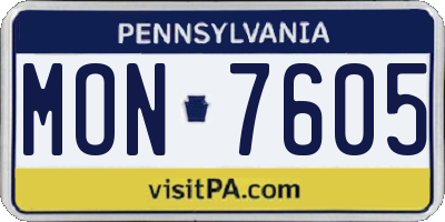 PA license plate MON7605