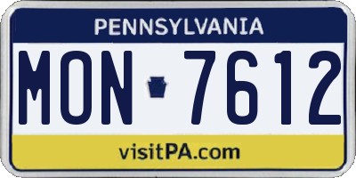 PA license plate MON7612