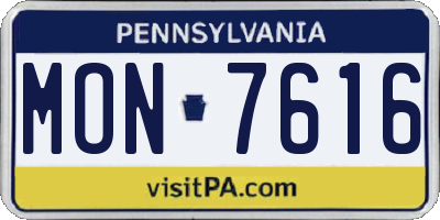 PA license plate MON7616