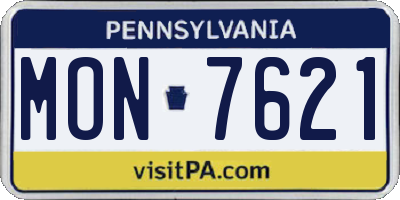PA license plate MON7621