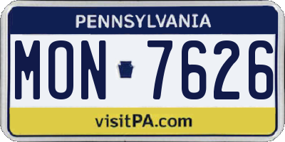 PA license plate MON7626