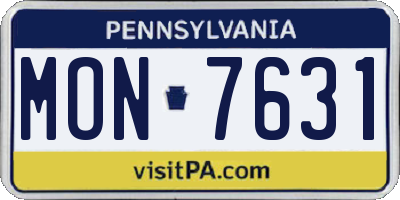 PA license plate MON7631