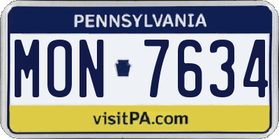 PA license plate MON7634
