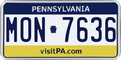 PA license plate MON7636
