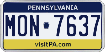 PA license plate MON7637