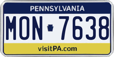 PA license plate MON7638