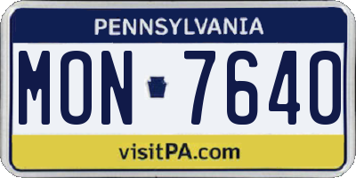 PA license plate MON7640