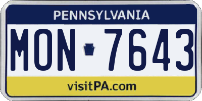 PA license plate MON7643