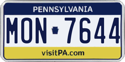 PA license plate MON7644