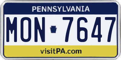 PA license plate MON7647