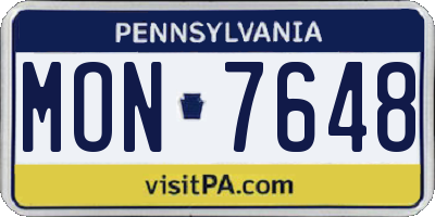 PA license plate MON7648