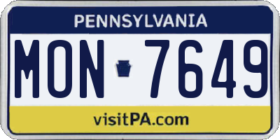 PA license plate MON7649