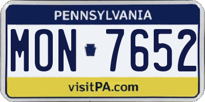 PA license plate MON7652