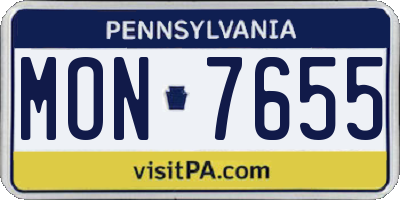 PA license plate MON7655