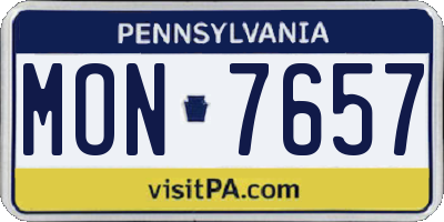 PA license plate MON7657