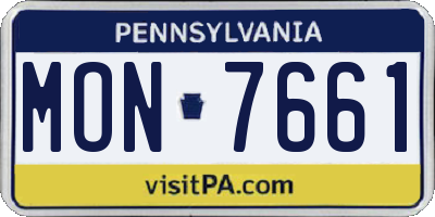 PA license plate MON7661