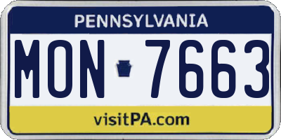 PA license plate MON7663