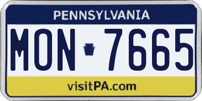 PA license plate MON7665