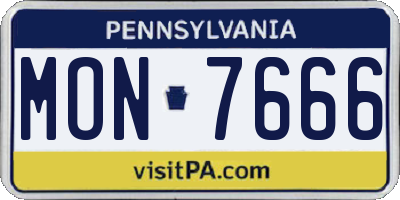 PA license plate MON7666