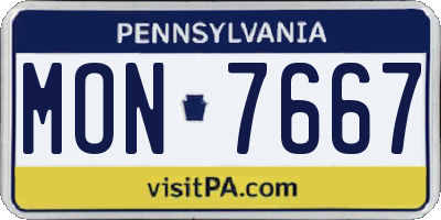 PA license plate MON7667