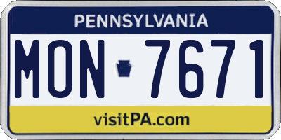 PA license plate MON7671